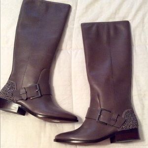 BRIAN ATWOOD Gray/Taupe Leather Boots Sz 8